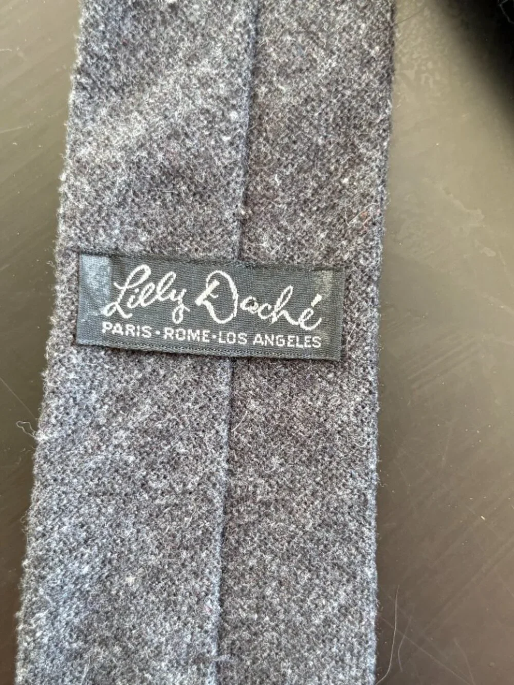 Vintage Wool Gray LILLY DACHE MEN'S Necktie 1950's Paris Rome LA